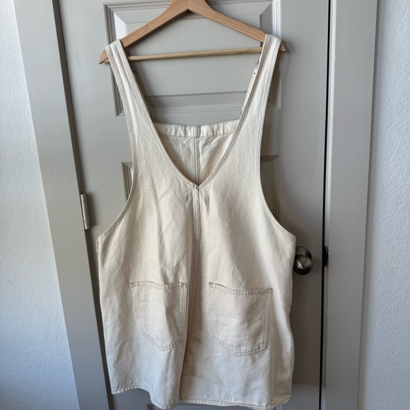 Madewell NWT Denim Oversized Carpenter Shortalls Tile White:Raw Hem Edition XXL - Picture 9 of 9